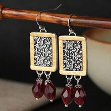 Women's Elegant Dual-Tone Scroll Pattern Earrings, Vintage Design Exudes Graceful Elegant - Silver - View 3