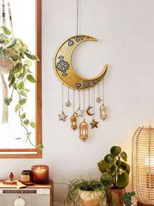 1pc/1set Printed Star Moon Lantern Arch Wall Hanging Decor Set With Hanging Rope, Lightweight Draping Ornament For Entryway, Fireplace, Bedroom, Cozy Seasonal Window, Door Frame, Wall Display, Gift - Style G - View 11
