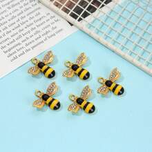 30/50pcs Gold Bee Charm Pendant, Decorated With Black And Yellow Enamel, Exquisite Craftsmanship, Ideal For DIY Necklace, Bracelet, Earring Making, Perfect Gift - Multicolor - View 5