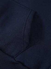 1pc Teen Boy Design Versatile Personalized Fashion High Street Loose Fleece Hooded Sweatshirt Spring Autumn (Actual Size Runs Small, Recommend Ordering One Size Up Based On Image Effect) - Navy Blue - View 5