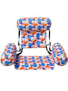 1pc Inflatable Floating Hammock, Foldable Floating Lounge With Printed Design, Pool Backrest Water Sofa For Pool Party - Multicolor - View 6