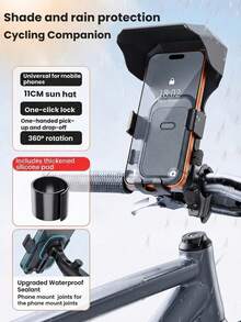 TOSUOD Universal Bicycle Motorcycle Phone Holder, 360° Rotating Adjustable Function, With Sunshade, Compatible With Most Smartphones, Enhances Riding Navigation Safety - Multicolor - View 9