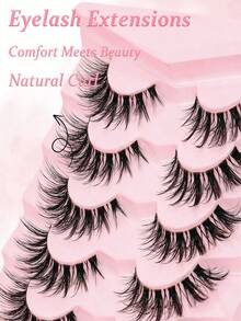 7 Pairs Wispy Fox Eye False Eyelashes, Natural Fluffy Winged Cat Eye Strip Lashes, Light Thin Band Elongated Outer Corner Mink Fake Lashes, Reusable Daily Makeup Eyelashes For Women - View 6