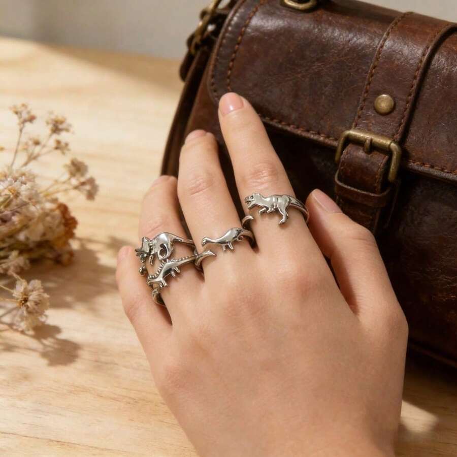 Jurassic Dinosaur Ring, Adjustable Cute Animal Themed Ring, Suitable For Couples Daily Wear, Party Jewelry Gift