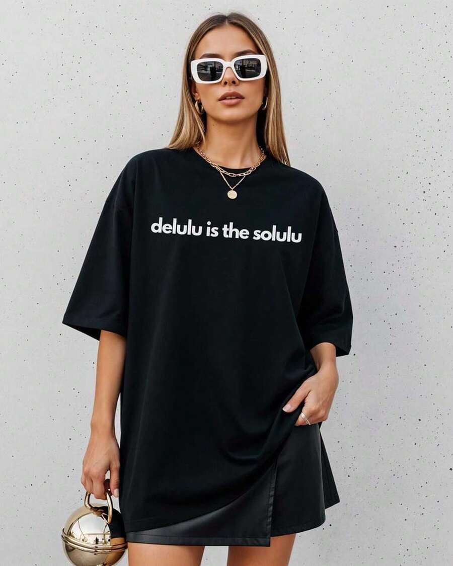 Solid Black Heavyweight Cotton Graphic Short Sleeve T-Shirt, Unisexgoth - 黑色 - 查看 1
