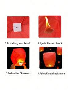5pcs/Set White Oval Floating Wish Lanterns, Multi-Piece Holiday Decoration Handmade Thick Paper Sky Lanterns, Kongming Lanterns - Random Style - View 8