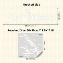 1 pieza Calcomanía estática transparente para ventana con diseño romántico de "Recién Casados" en fuente cursiva, doble corazón, impermeable, reutilizable, sin pegamento, para ventana de coche, boda, fiesta nupcial y decoración del hogar - Ver 6