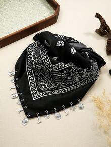 1pc Western Cowboy Style Triangle Scarf Alloy Horse, Cowboy Hat, Cowboy Boots Pendant Necklace For Women, - Denim - View 3