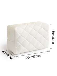 Quilted Octagonal Cosmetic Bag, Casual Handbag With Cute Floral Pattern Zipper Closure, Can Be Used As Skincare Bag, Toiletry Bag Or Travel Organizer; Warm Down Texture, Fashionable And Practical, Suitable For Back To School Season And Various Travel Occasions - Multicolor - View 12