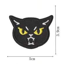 卡通酷黑貓刺繡貼布，可愛黃眼睛小黑貓牛仔外套背包燙貼貼布，DIY裝飾 - 彩色 - 查看 13