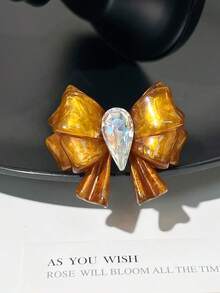 Y2K Dopamine Colorful Bow Resin Ring, Shiny Water Drop Rhinestone Large Open Ring, Sweet Girl Party Jewelry Gift - Multicolor - View 14