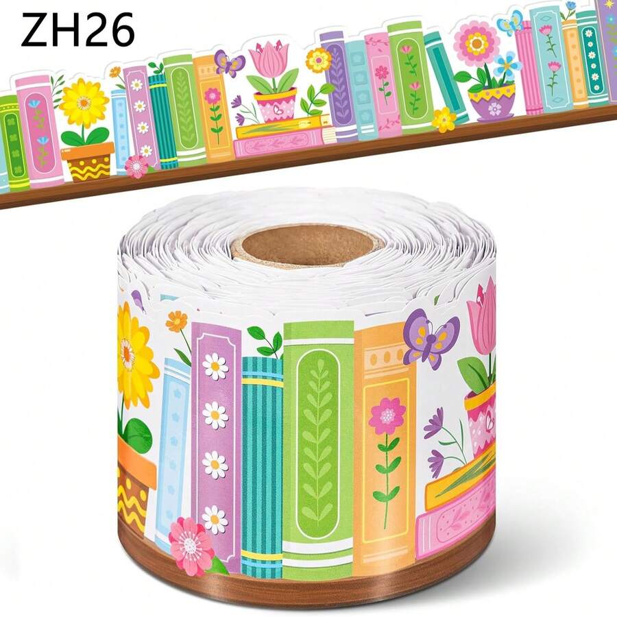 32.8ft Wildflower Bulletin Board Border Stickers, Floral Self-Adhesive Wall Decals, Suitable For Classroom, Library, Office Chalkboard, Back To School Decoration DIY Party Decor - One Size Fits All - View 1