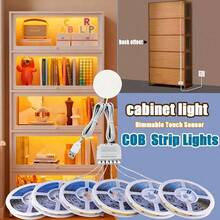 8mm COB LED Light Strip With Dimmable Touch Sensor And USB Interface, 1m/2m/3 Meters Warm White, Dotless Cuttable Tape, Suitable For Kitchen Cabinets, Wardrobes, Shoe Racks, Bedroom Decoration, Christmas, Halloween And Other Occasions. - Warm White - View 1