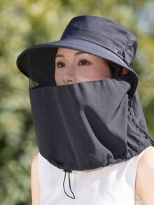 女款透氣寬帽沿水桶帽，可遮臉與遮頸，防紫外線，夏季戶外遮陽帽 - 彩色 - 查看 8