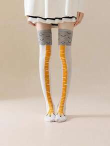 1 Pair Kids Cartoon Chicken Claw High Tube Socks, Elastic Breathable Over-The-Knee Casual Holiday Birthday Party Daily Wear, Suitable For All Seasons - Multicolor - View 8