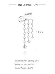 AnlaScheer 1pc S925 Sterling Silver Classic Tassel Mixed Color Diamond Inlaid Spiral Piercing Stud Earrings, Women's Daily Wear Party Gift Jewelry - Silver - View 8