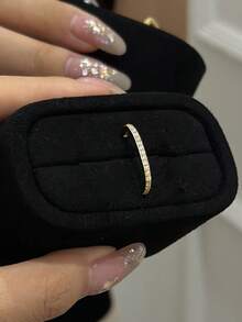 1pc S925 Sterling Silver Personalized Exquisite Fashion Niche Design Inlaid Rhinestone Geometric E-Shaped Stud Earrings For Women, Minimalist Elegant Luxury High-End Cold Style Ins Versatile Ear Cartilage Studs, Stackable Unique Party Jewelry - E Shape - View 3