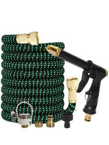 7pcs Anti-Tangle Anti-Leak Expandable Garden Hose Set, Long Nozzle High Pressure Spray Gun, Multi-Function, Garden Irrigation, Car Wash Supplies Tools - A - View 2