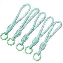 5pcs/Pack Polyester Colorful Contrast Polka Dot Keychains 14.7cm, Dopamine Colorful Creative Phone Lanyards, Water Bottle Bag Charms, Handmade DIY Perler Bead Accessories, Braided Rope - Polka Dot Keychain - View 16