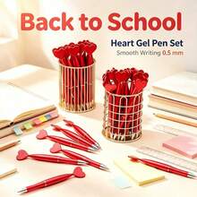 1/5 Bolígrafos para la temporada de vuelta al colegio - Bolígrafos con punta de bola en forma de corazón, adecuados para oficina, escuela, Navidad, Día de San Valentín y suministros para fiestas de boda, proyectos. Uso escolar. - A - Ver 4