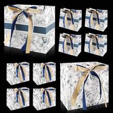 10Pack 7" Mini Blue Gift Bag Set With Handles And Ribbon, Paper Gift Bag, Durable Premium Present Bags For Birthday, Wedding, Baby Shower, Mother's Day, Anniversary - Mini Vintage Floral - View 7