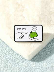 1pc Cute Slacker Frog Brooch, Creative Exquisite Craftsmanship With Rebellious Slogan, Delicate Texture, Versatile Accessory For Clothes And Bags To Add Fun And Personalized To Your Outfit - Multicolor - View 2