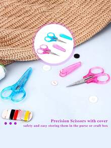 Gunting Kerajinan Kecil, Gunting Perjalanan Mini dengan Penutup, Gunting Tajam Serbaguna, Gunting Jahit Mini Ujung Halus Lurus, Gunting Pemotong Kertas Detail Presisi, Scrapbooking - MultiWarna - View 5