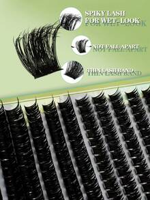 Waloshow 14 Rows 50D 0.05mm Fine Hot Melt Cluster False Eyelashes 9-16mm Mixed Length Faux Mink Hair Eyelash Extensions 3D Russian Volume Single Cluster Eyelashes For Makeup Black Eyelashes Purple Box - DD - View 3