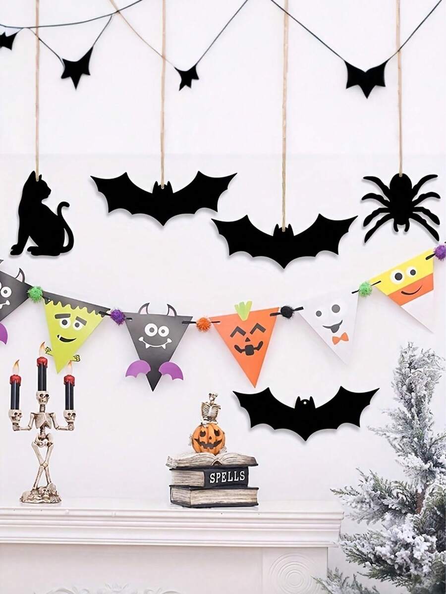 10/1pc Bat-Shaped Component, Bat-Shaped Holiday Pendant, Suitable For Painting And Graffiti Crafts, Hanging Decorations, Halloween Party Decor
