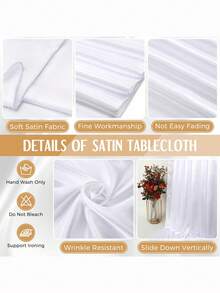 1pc Elegant White Rectangular Tablecloth - Soft And Smooth Polyester Fabric, Suitable For Weddings, Birthdays, Parties, Christmas, Thanksgiving, Easter, Independence Day And Other Special Occasions, Multipurpose Tablecloth | Classic Elegant | Polyester Tablecloth - Multicolor - View 9