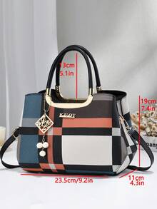 Women's Bag Set, Personalized Shoulder Bag, Crossbody Bag For Shopping And Travel, Tote Bag For Work And Commute (Random Fabric Pattern Cut) - Black - View 3