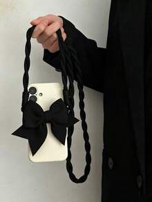 1 buah Gantungan Ponsel Bentuk Hati Kecil Klip Gantungan Ponsel Universal Desain INS Tali Rantai Aksesori Selempang DIY - Hitam - View 3