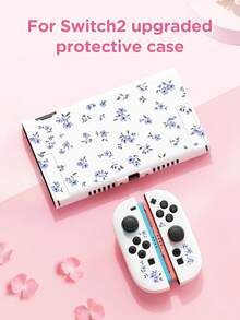 1件紫色花卉圖案Switch保護殼收納袋，適用於Switch2/Switch OLED/Switch NS/Lite，新一代Switch2遊戲主機配件保護套收納袋，電池續航版遊戲主機配件保護套，送給SWITCH玩家的最佳禮物 - 彩色 - 查看 12