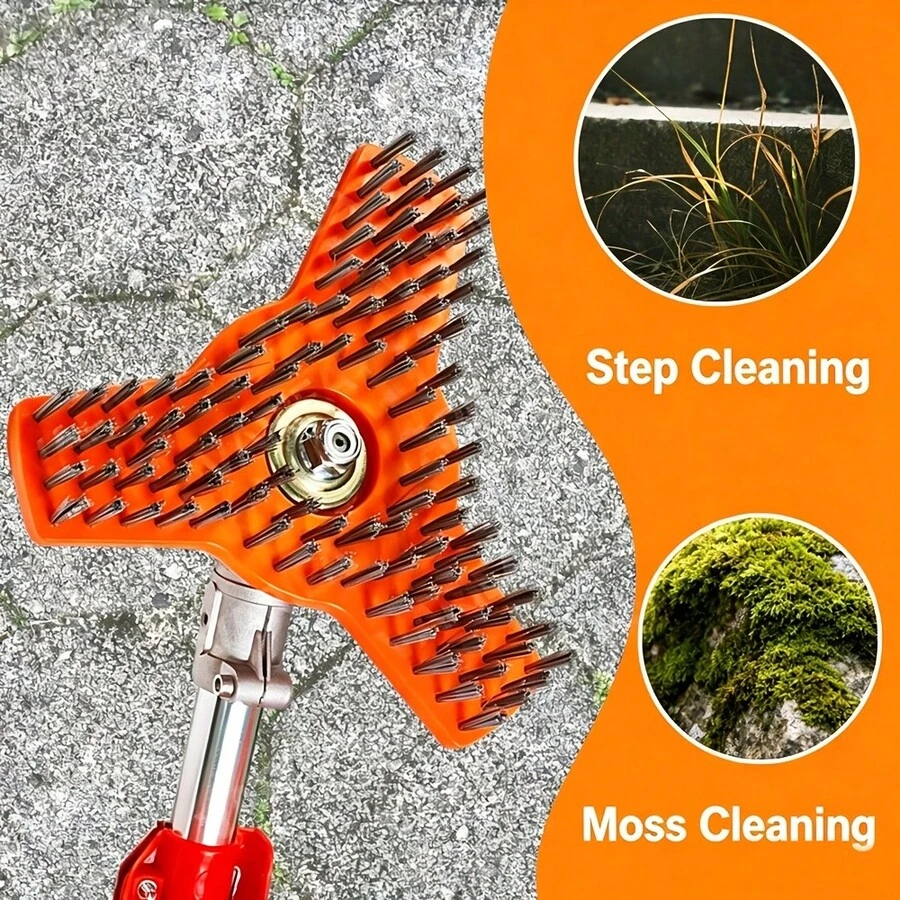 1pc 10-Inch Rotating Brush Trimmer Attachment, Durable Heavy-Duty Nylon Cleaning Brush, Garden Tool, Pool Cleaning Tool, Carpet Cleaner, Suitable For Garden Machinery And Gas Lawn Mowers - Lawn Mower Cleaning Brush Replacement Blade - View 1