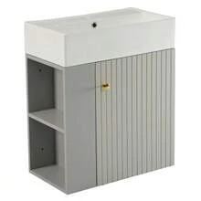 Bathroom Furniture Washbasin With Vanity Unit 55 Cm, Vanity Unit, Wall-Mounted Vanity Unit, Small Guest Bathroom Furniture - Grey - View 9
