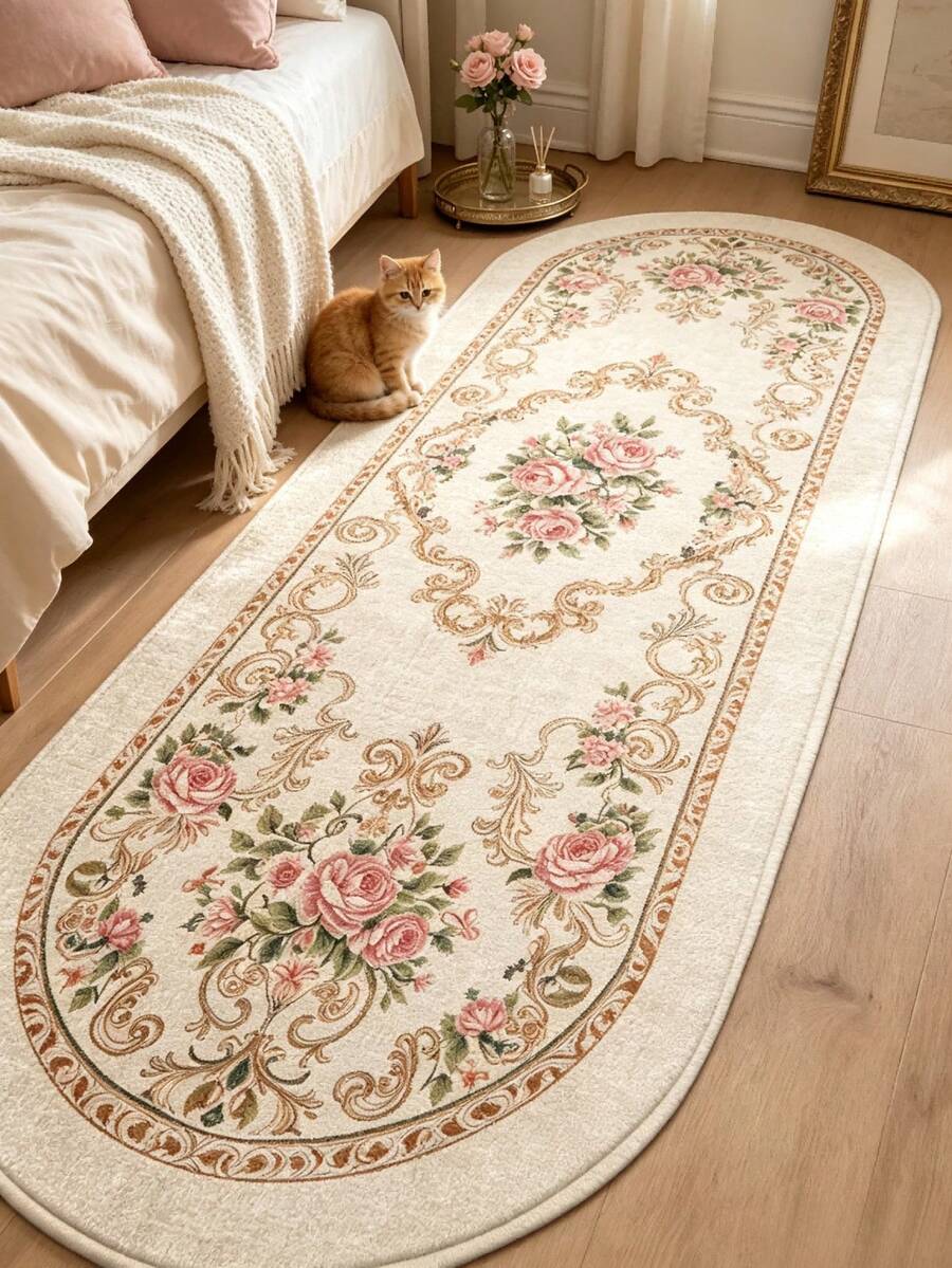 1 pieza Alfombra de pasillo vintage europea, alfombra de área, tapete, decoración del hogar, decoración de la habitación, alfombra lavable, regalo de vuelta a la escuela - Multicolor - Ver 1