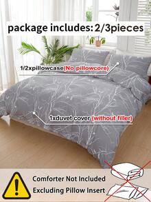 Ensemble de housse de couette 2/3 pièces avec imprimé de branche, linge de lit en microfibre doux et respirant, housse de couette lavable en machine facile à entretenir pour toutes les saisons pour lits simples, doubles, queen et king, décoration de chambre moderne et fraîche pour la maison, le dortoir, la chambre d'amis ou en cadeau - Multicolore - Voir 9