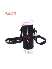 Durable Insulated Water Bottle Sleeve, Portable Water Bottle Bag With Adjustable Shoulder Strap, Travel Water Bottle Protective Cover - Black - View 12