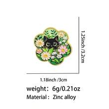 Cute Black Cat Floral Lapel Enamel Pins And Brooches Badge Pins For Backpacks Bags Backpack Cool Decoration Friend For Gifts - Multicolor - View 3