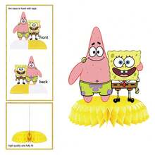 SpongeBob SquarePants Cartoon Honeycomb Desktop Decoration Set, Multiple 3D Honeycomb Desktop Ornaments, Suitable For Halloween, Thanksgiving, Christmas, Birthday And Various Holiday Party Table Decor - Multicolor - View 8