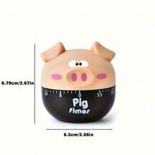 1pc Cartoon Pig Kitchen Timer, Cute Mechanical Cooking Countdown Timer, Battery-Free, Manual Egg Timer, Suitable For Baking, Cooking, Meal Prep And Learning, Portable Kitchen Gadget, Kitchen Countertop, Desk Decoration, Housewarming Gift - Multicolor - View 2
