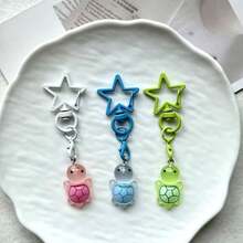 1pc Star Buckle Colorful Little Turtle Keychain Pendant, Can Be Hung On Bags, Simple Versatile Phone Decoration, Holiday Accessory, Universal USB Flash Drive Exquisite Small Pendant - Multicolor - View 5