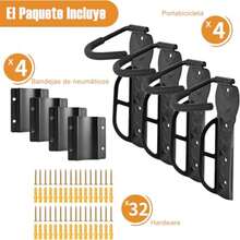 Soporte de Pared de Bicicleta, 4PCS Soportes para Bicicletas Montados en la Pared con Protector Bandeja de Neumáticos, Soporte de Almacenamiento de Bicicletas Indoor para Colgar Bicicletas - Multicolor - Ver 3