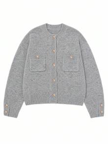 Women's Autumn/Winter Korean Style Grey Cardigan Fall - Grey - View 5