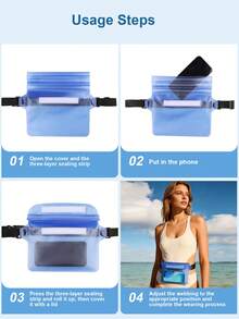 Large Capacity Waterproof Phone Pouch, Triple Seal Touchscreen Waterproof Phone Waist Bag, Suitable For Swimming, Rafting And Diving Water Sports, Ensures Dry Phone Storage, Ideal For Summer Vacation, Diving, Swimming, Beach - Multicolor - View 4
