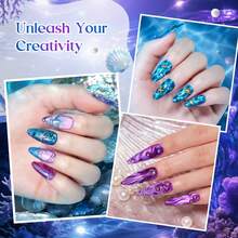 Beetles 6 Colors 9ML Siren Song Cat Eye Gel Nail Polish Set, Blue Purple Magnetic Gel Polish With Cat Eye & Water Ripple Magnets, Nail Charms, Soak Off UV LED - 6 Colors 9ml Fall Gel - 查看 6