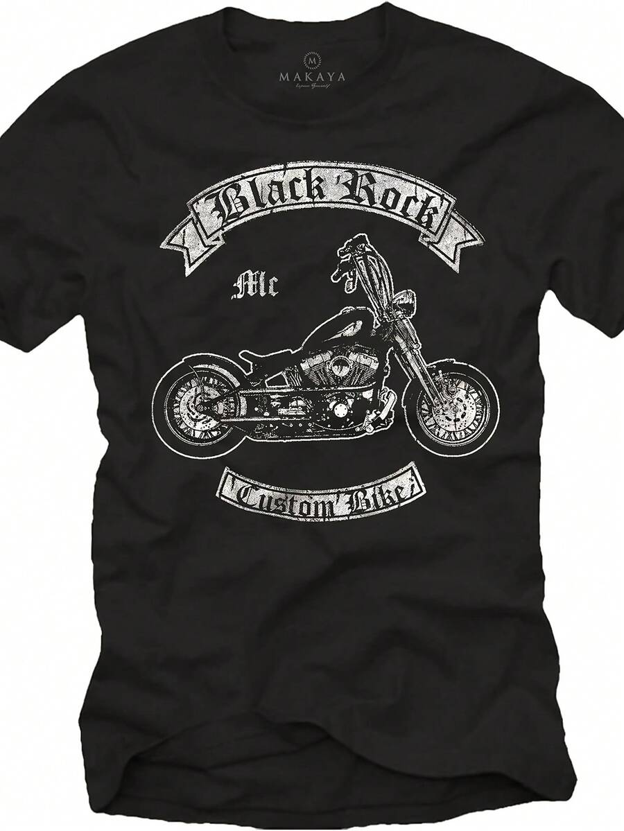 Camiseta Clásica para Hombre Estilo Biker Chopper, Perfecta para el Hogar | Al aire libre | Trabajo | Regalos (Cumpleaños) | Día de la Madre | Día de San Valentín) Tallas de S a 3XL Unisex - Negro - Ver 1