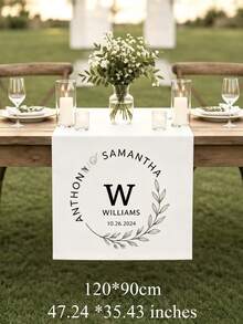 Customized Wedding Table Runner - Linen Banner With Surname, Wedding Reception Decor, Gift For Newlyweds, Suitable For Anniversary, Wedding Celebration - Multicolor - View 8