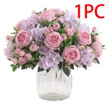 1/3 pièces Fleurs de pivoine artificielles et boules brodées, convient pour mariage, fête de vacances, décoration de la maison, restaurant, chambre à coucher, décoration de vase, décoration d'automne, cadeau de la Saint-Valentin, DIY du Nouvel An, cadeau de remise des diplômes, rentrée scolaire, Halloween et plus - Prune - Voir 11