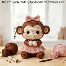 Bowtie Little Monkey (Not Finished) DIY Crochet Material Kit, Suitable For Beginners, Includes Everything Needed For Crocheting, Comes With Tutorial And Instruction Manual, Home Decor/Bag Charm, Crochet Enthusiast Leisure Craft, Birthday, Back To School, Holiday Gift For Family And Friends - C-Multicolor Set - View 6